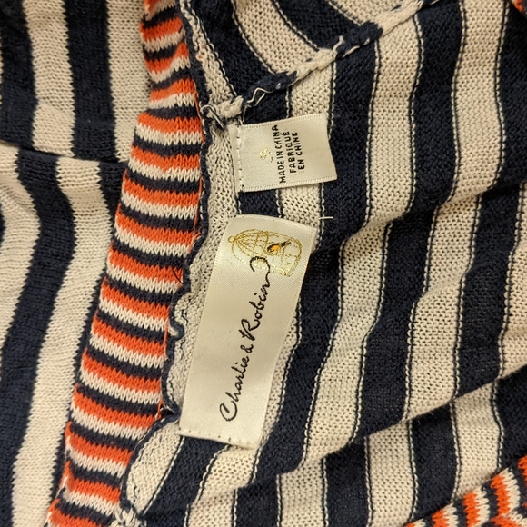 Anthropologie Navy & White & Red Striped Knit Top - Picture 2 of 4